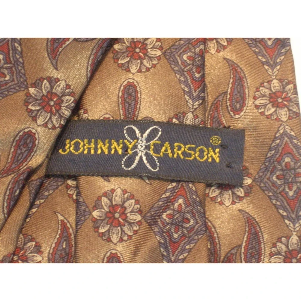 Johnny Carson 100%  Silk Geometric Design Necktie